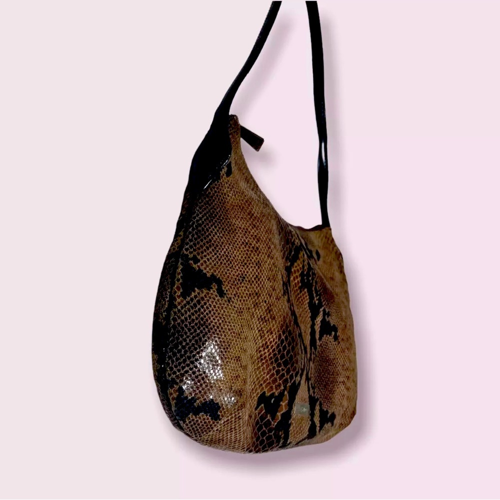 Desmo Leather Python Print Handbag - image 3